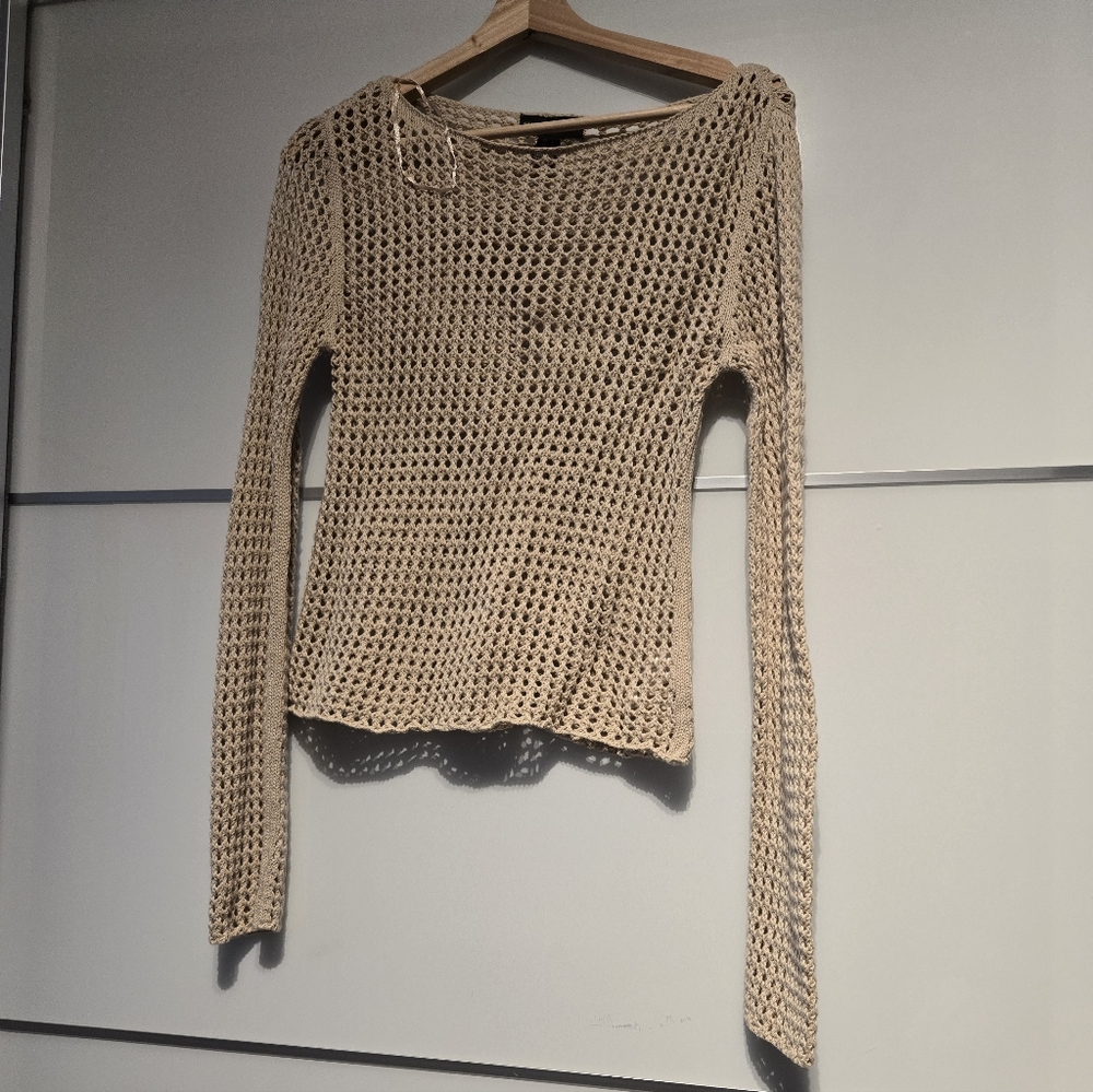 Streetwear Society Tan Crochet Top